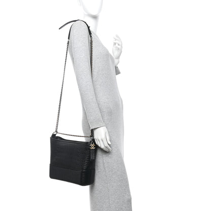 Chanel Crocodile Embossed Calfskin Medium Gabrielle Cocodile Hobo Black 2 of 10