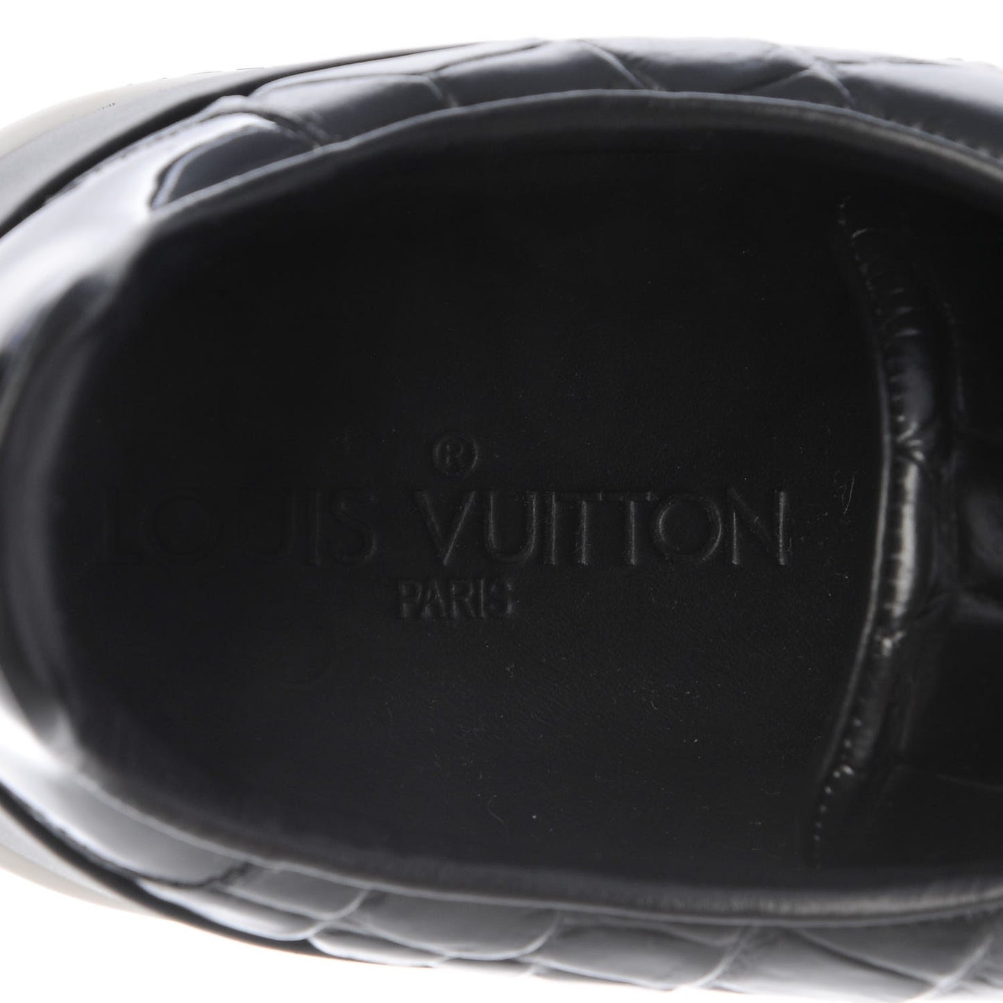 Calfskin Crocodile Embossed Frontrow Sneakers 39.5 Black