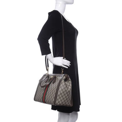Gucci GG Supreme Monogram Web Medium Ophidia Tote Bag Brown 2 of 13