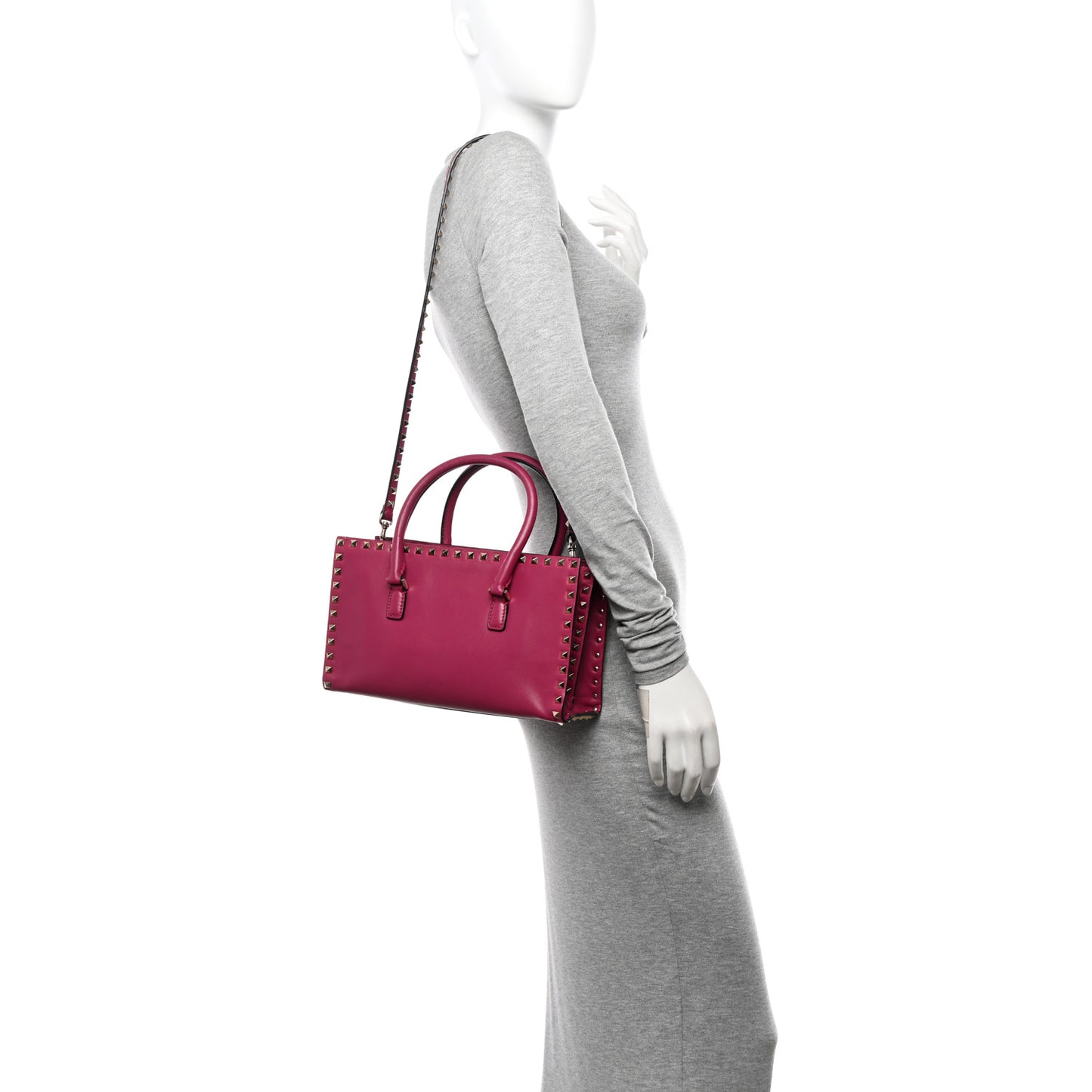 Vitello Rockstud Tote Deep Cyclamin