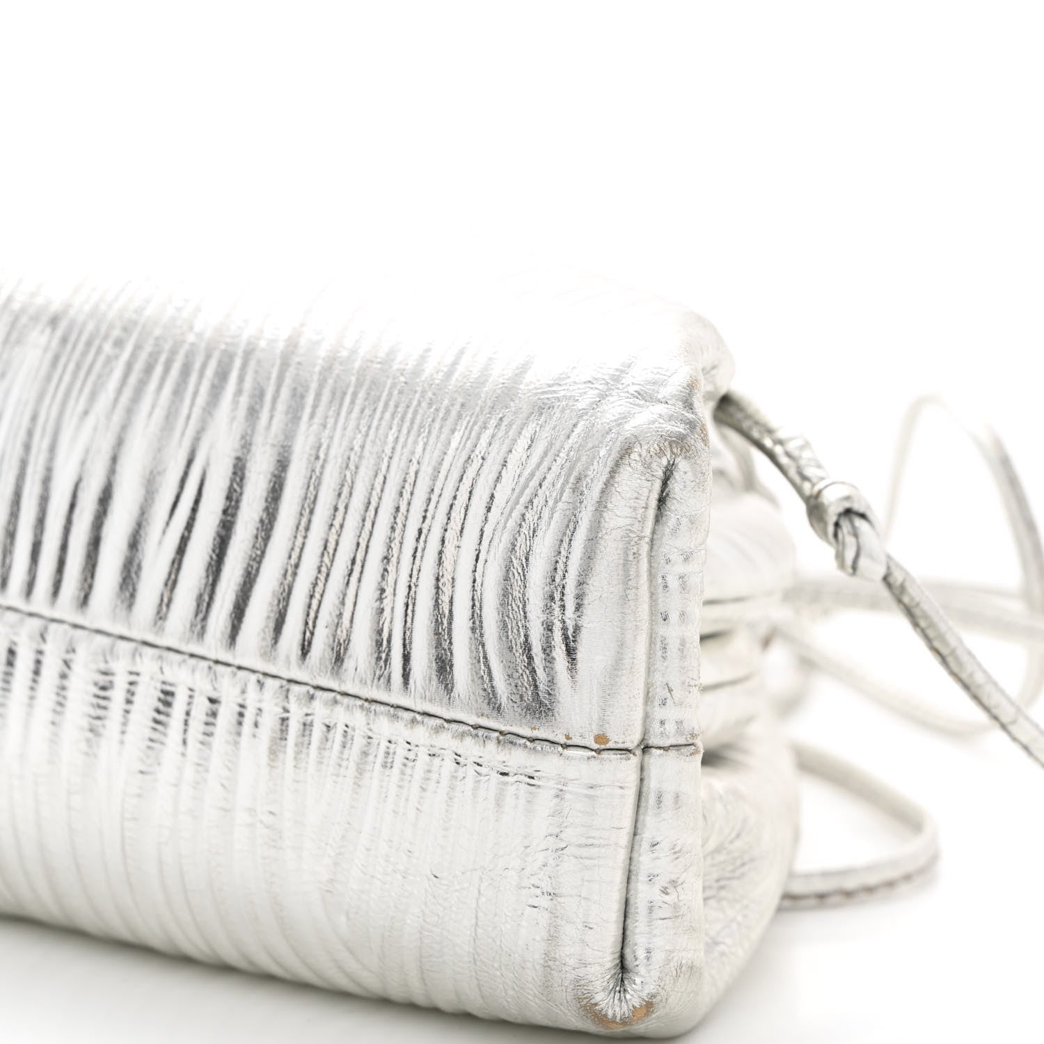 Bottega Veneta Metallic Bark Calfskin The Mini Pouch Silver 10 of 13