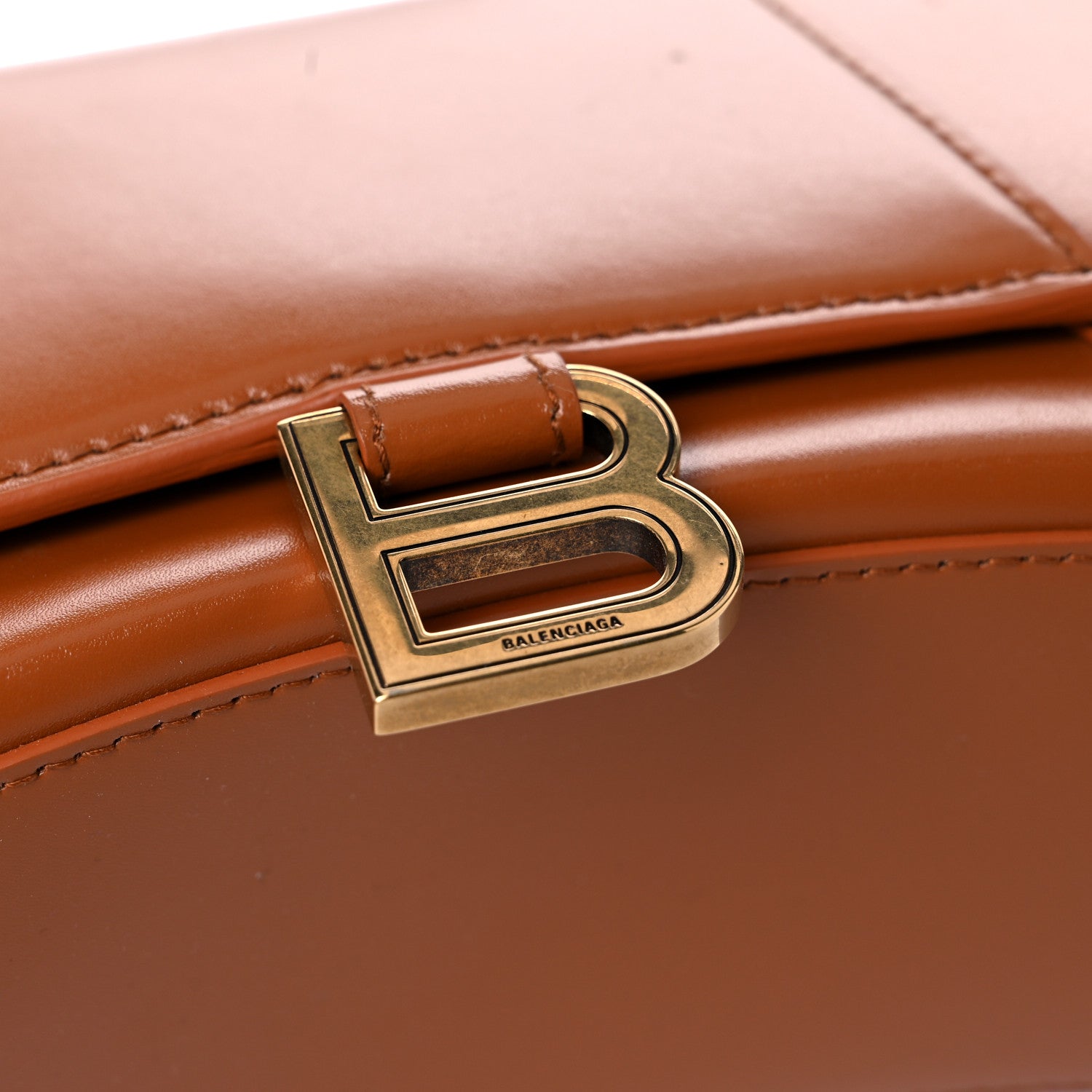 Balenciaga Shiny Box Calfskin Small Hourglass Top Handle Bag Camel 15 of 17