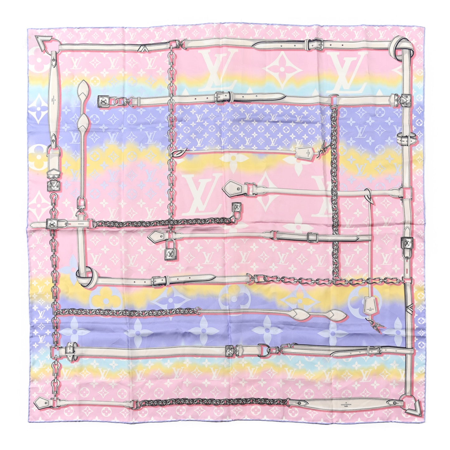 Silk Monogram Escale Confidential Square Scarf Pink