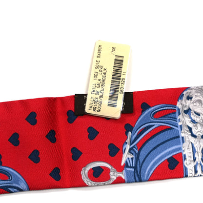 Hermes Silk Brides de Gala Love Twilly Rouge Bleu Bordeaux 3 of 4