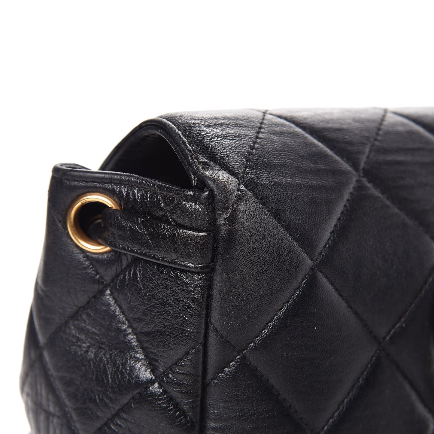 Lambskin Quilted Drawstring Backpack Black