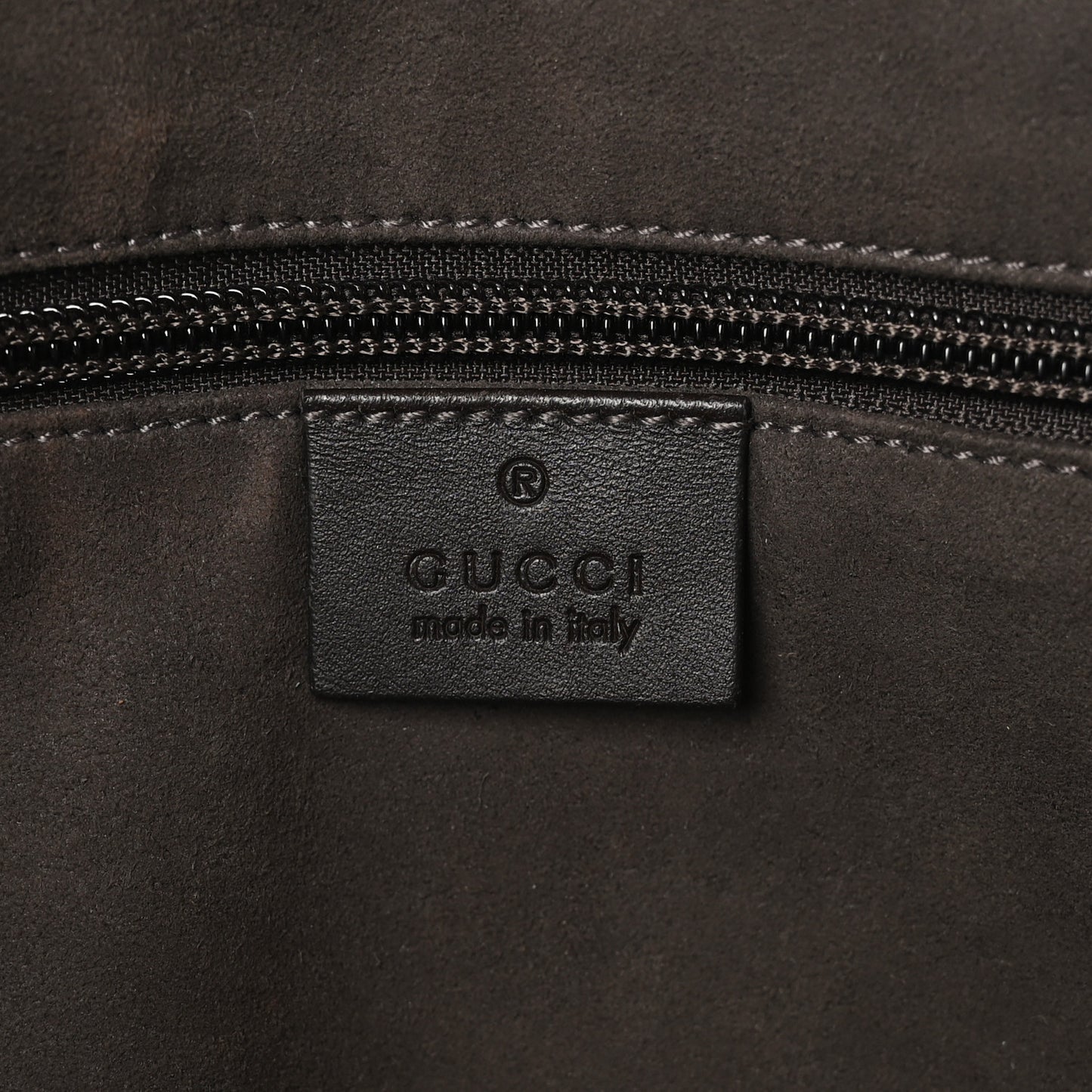GG Supreme Monogram Medium Zippered Tote Dark Brown