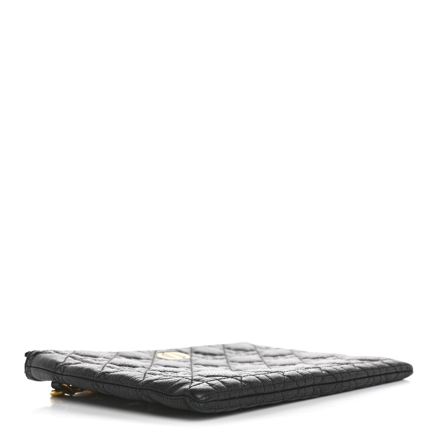 Supple Calfskin Cannage Medium Caro Daily Pouch Black