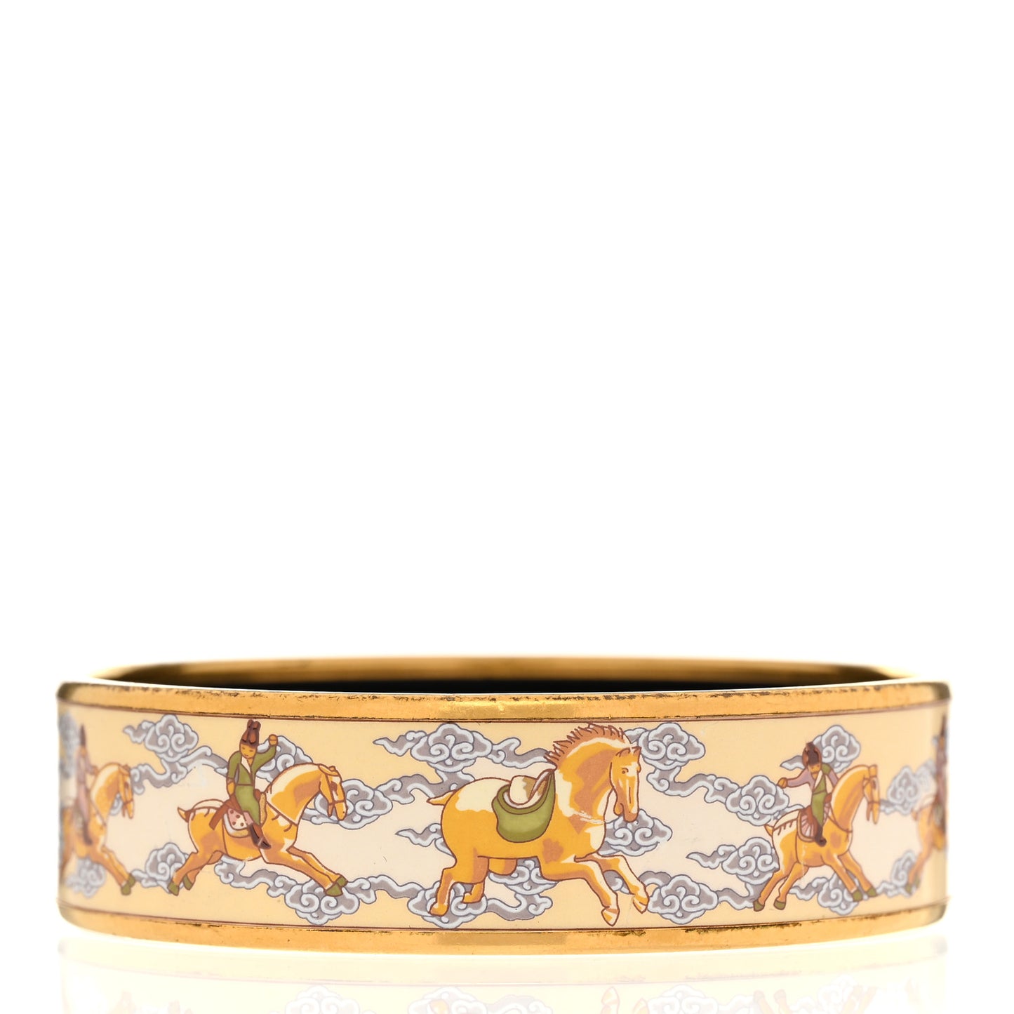 Enamel Printed Wide Galop Volant Bracelet 70 Creme