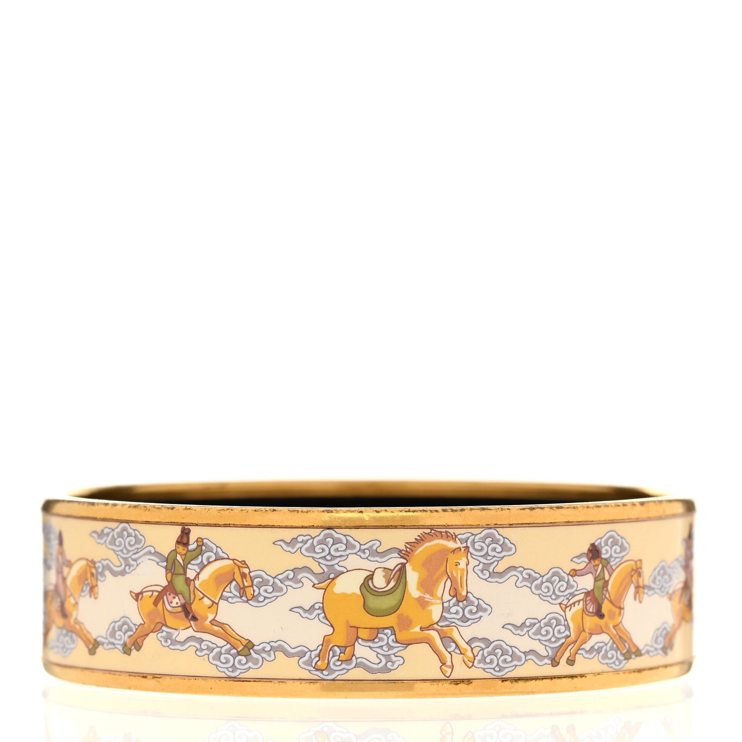 Hermes Enamel Printed Wide Galop Volant Bracelet 70 Creme 3 of 6