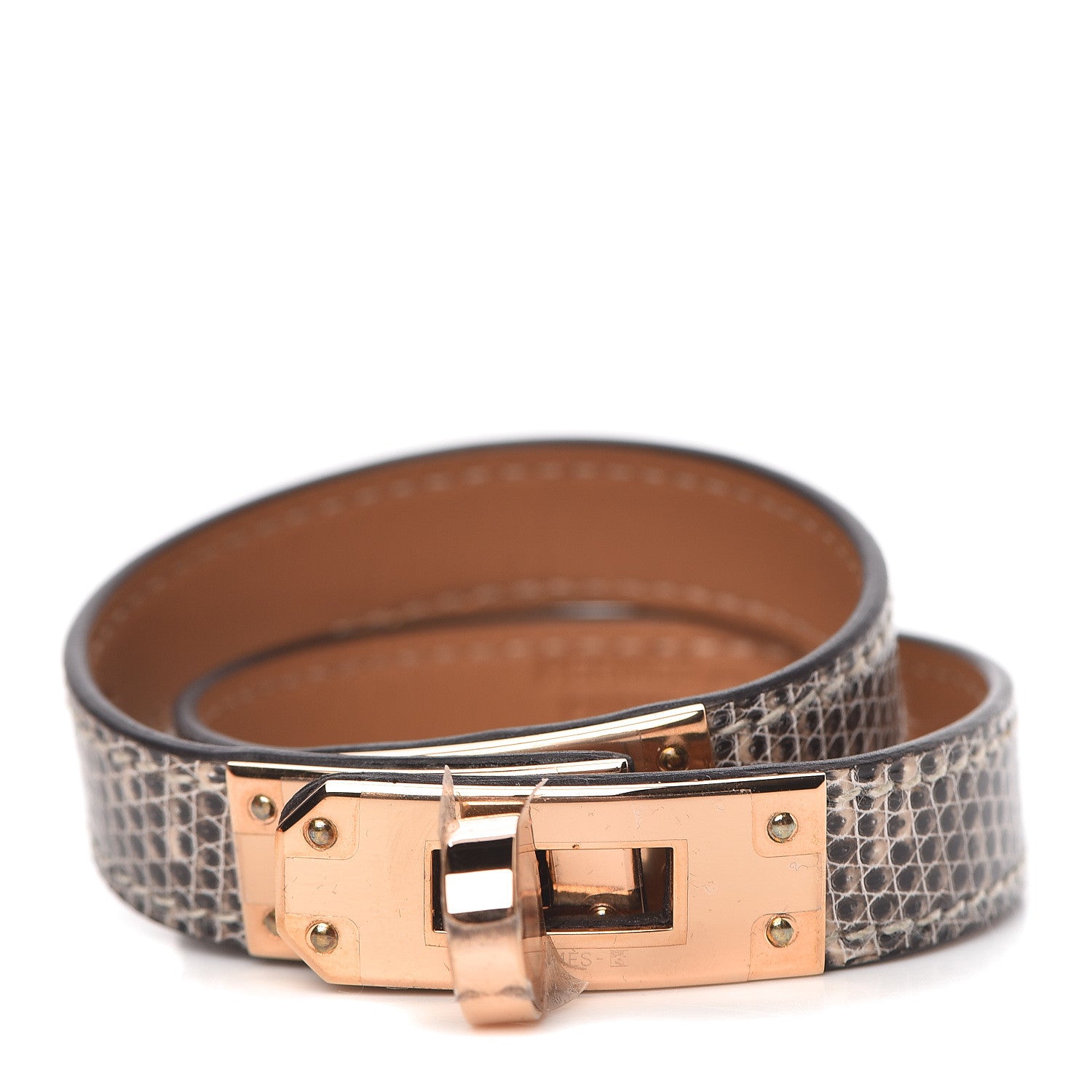Hermes Lizard Kelly Double Tour Bracelet T1 Ombre 1 of 7