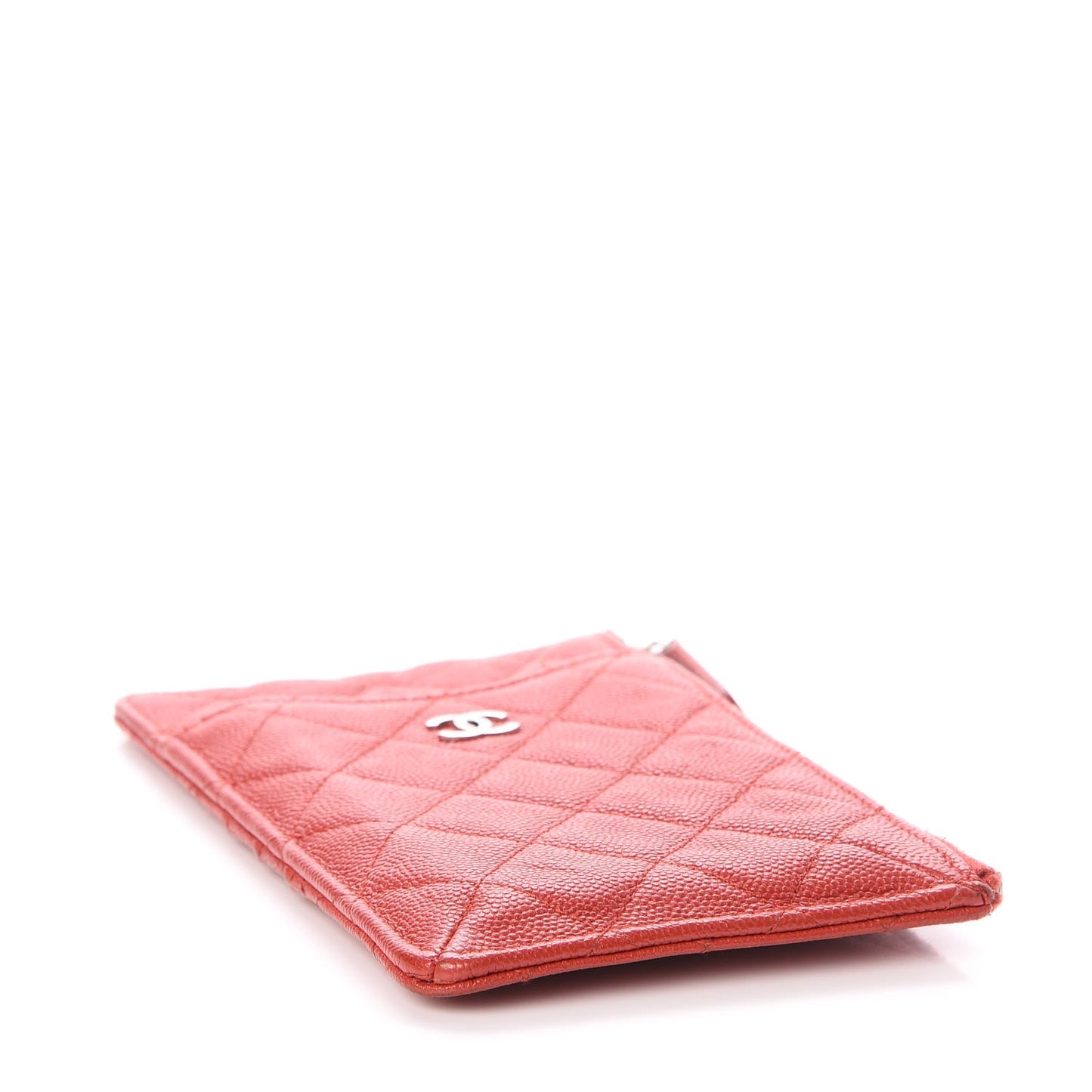 Caviar Quilted Flat Wallet Pouch Red