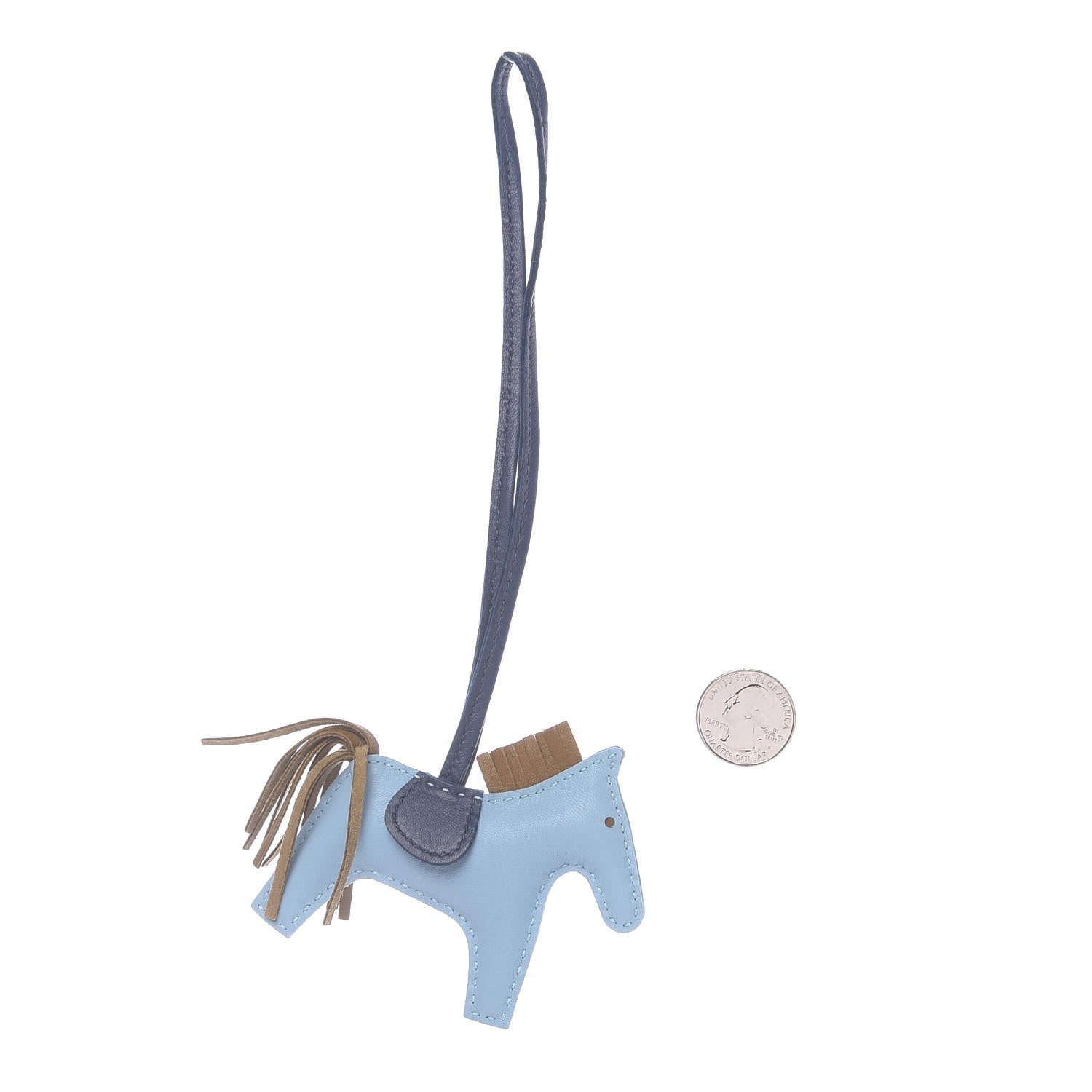 Hermes Milo Lambskin Grigri Rodeo Horse Bag Charm PM Celeste Bleu De Malte Kraft 2 of 5