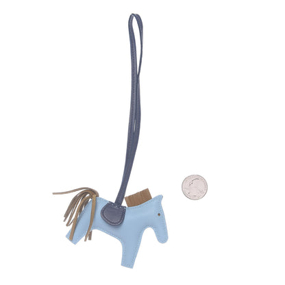 Hermes Milo Lambskin Grigri Rodeo Horse Bag Charm PM Celeste Bleu De Malte Kraft 2 of 5