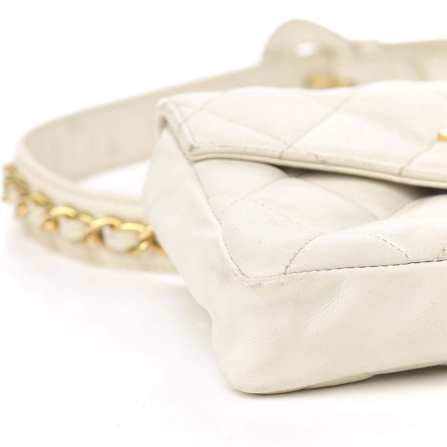 Chanel Lambskin Quilted Flap Waist Belt Bag White 11 of 14