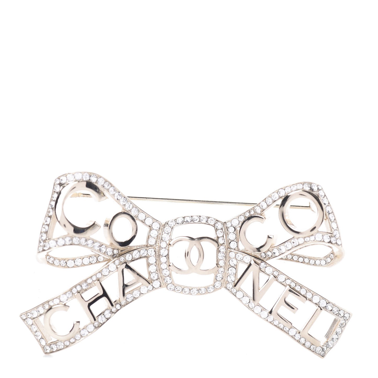 Metal Crystal Bow-tiful CC Brooch Gold