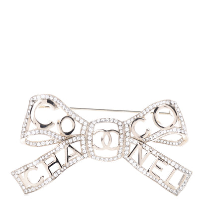Chanel Metal Crystal Bow-tiful CC Brooch Gold 1 of 4