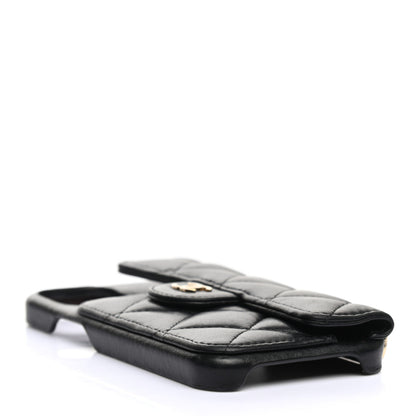 Chanel Lambskin Quilted iPhone XII Pro Holder With Chain Black 4 of 8