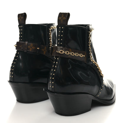 Louis Vuitton Metallic Calfskin Matador Ankle Boots 39.5 Black 4 of 8