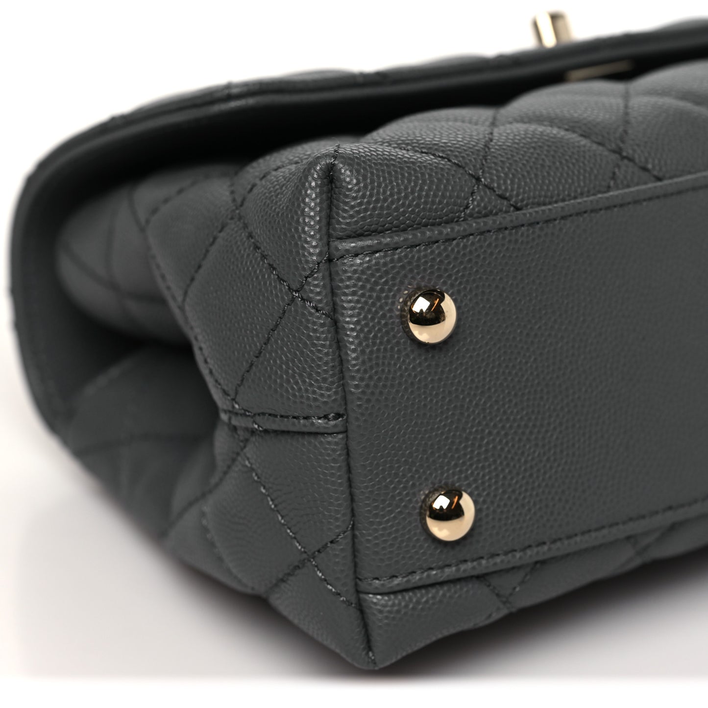 Caviar Quilted Mini Coco Handle Flap Grey