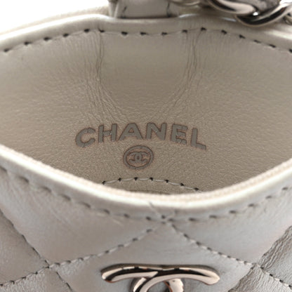 Chanel Iridescent Lambskin Quilted Coco Bow Card Holder On Chain White 6 of 9