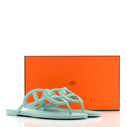 Hermes Rubber Womens Egerie Sandals 40 Vert Embrun 10 of 10