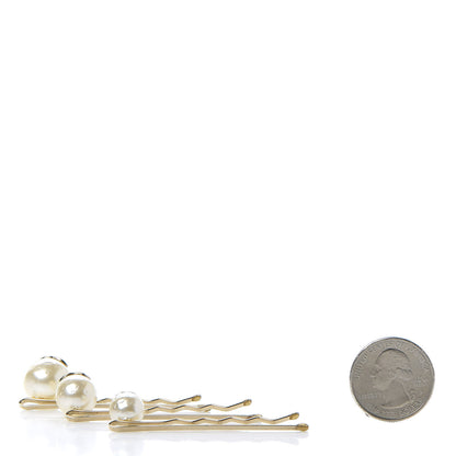 Chanel Pearl CC Hair Clip Barrette Set of 3 2 of 4