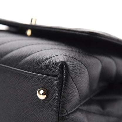 Chanel Caviar Lizard Chevron Quilted Mini Coco Handle Flap Black 9 of 17