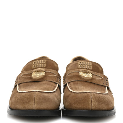 Miu Miu Suede Penny Loafers 40 Cannella 3 of 9