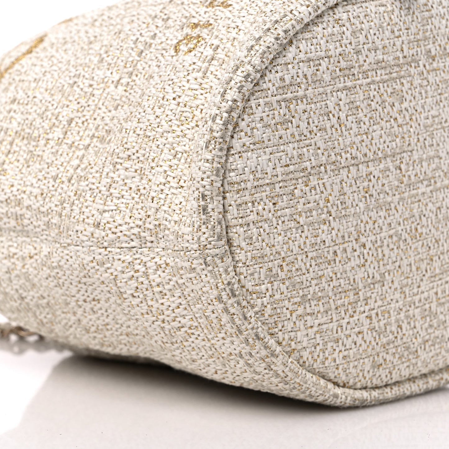 Lurex Boucle Deauville Drawstring Bucket Bag Ivory