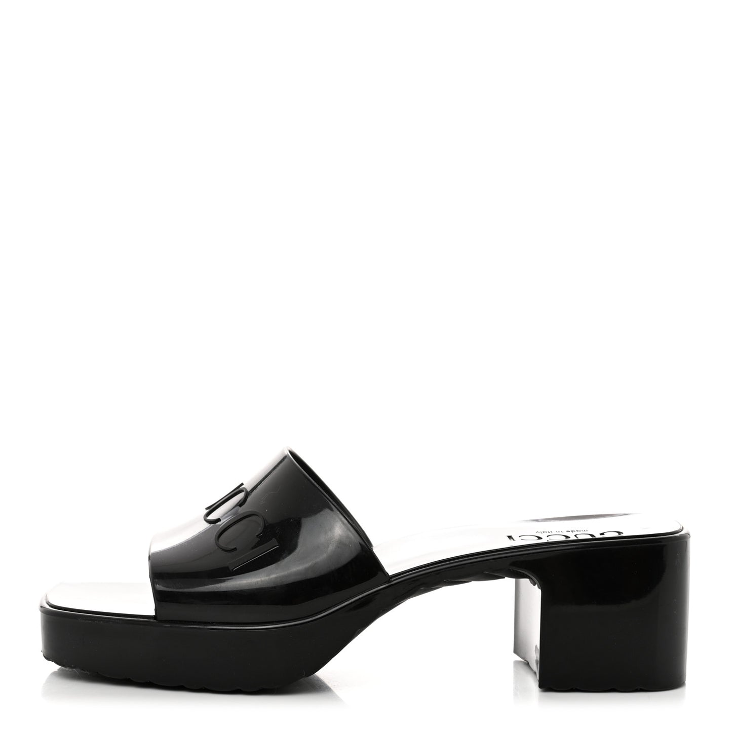 Rubber Gucci Logo Womens Platform 20/60mm Slide Sandals 37 Black
