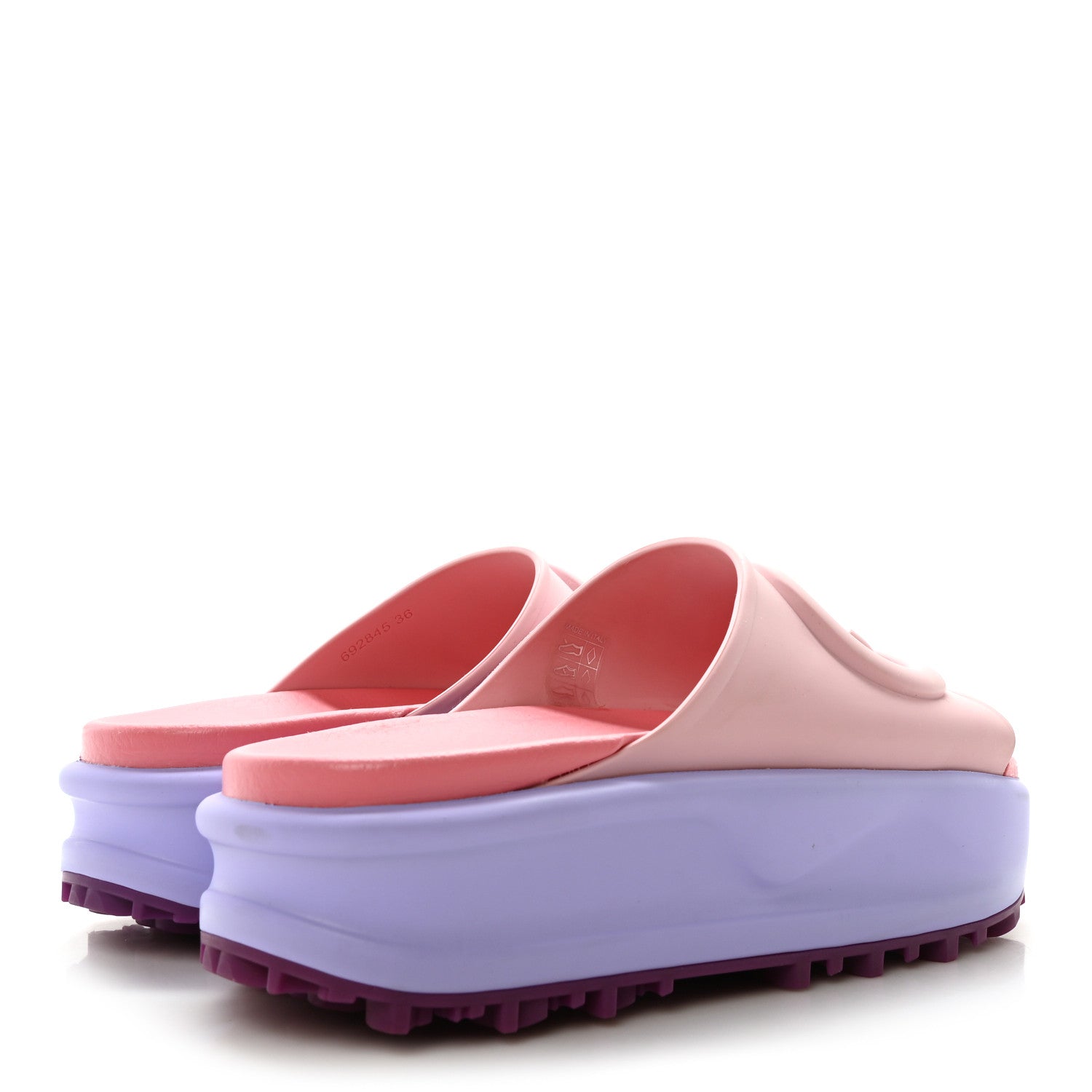 Gucci Soft Rubber Womens Interlocking G Platform 42mm Slide Sandals 36 Sugar Pink 5 of 9