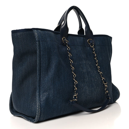 Chanel Mixed Fibers Large Deauville Tote Blue 3 of 11