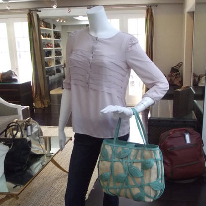 Nancy Gonzalez Canvas Crocodile Leaf Tote Green 2 of 9