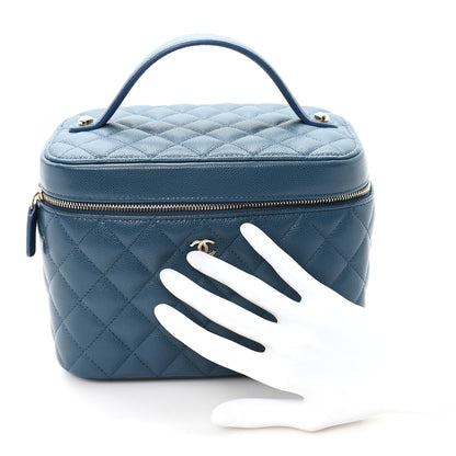 Chanel Caviar Quilted Large Vanity Pouch Blue 2 of 8