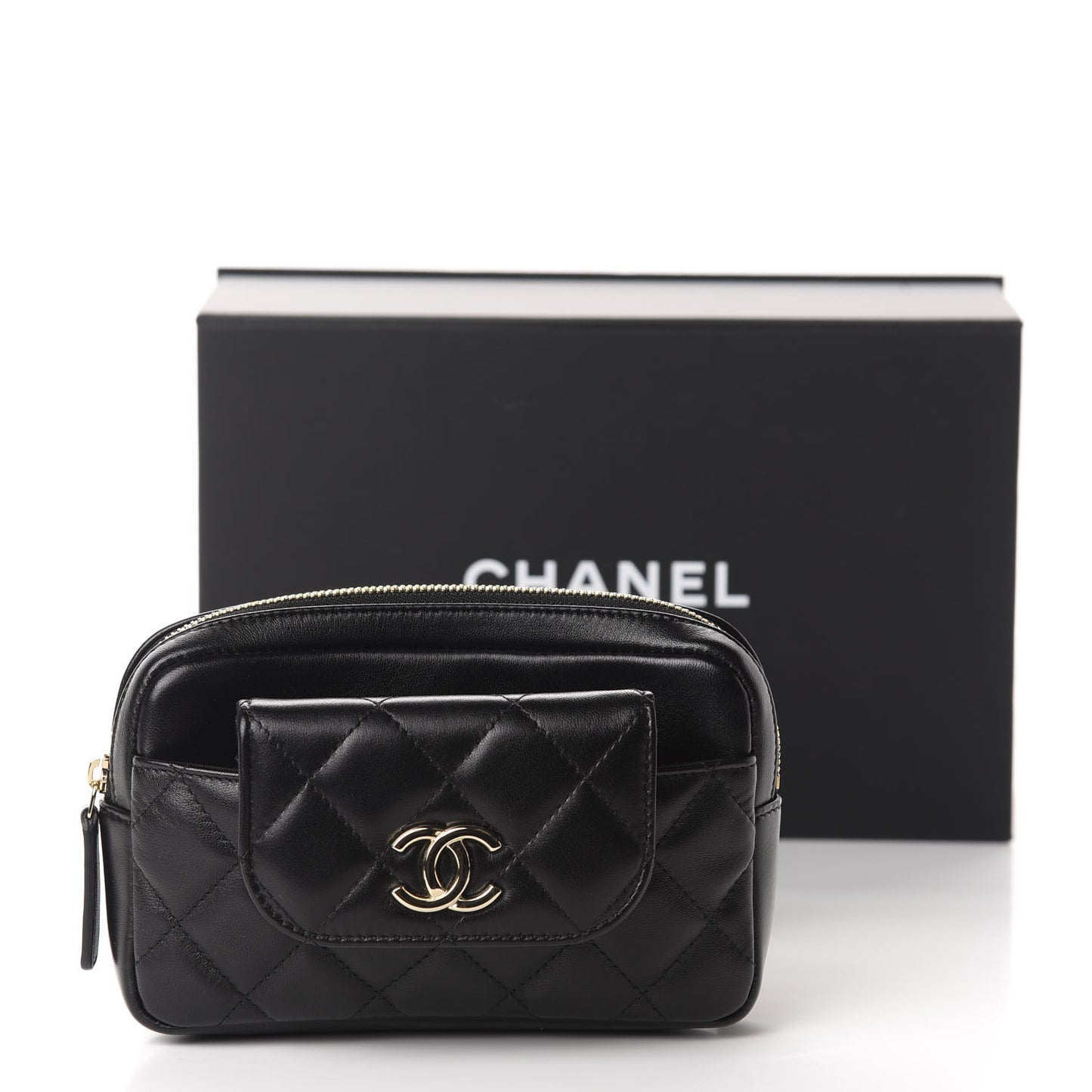 Lambskin Quilted Waist Bag Black