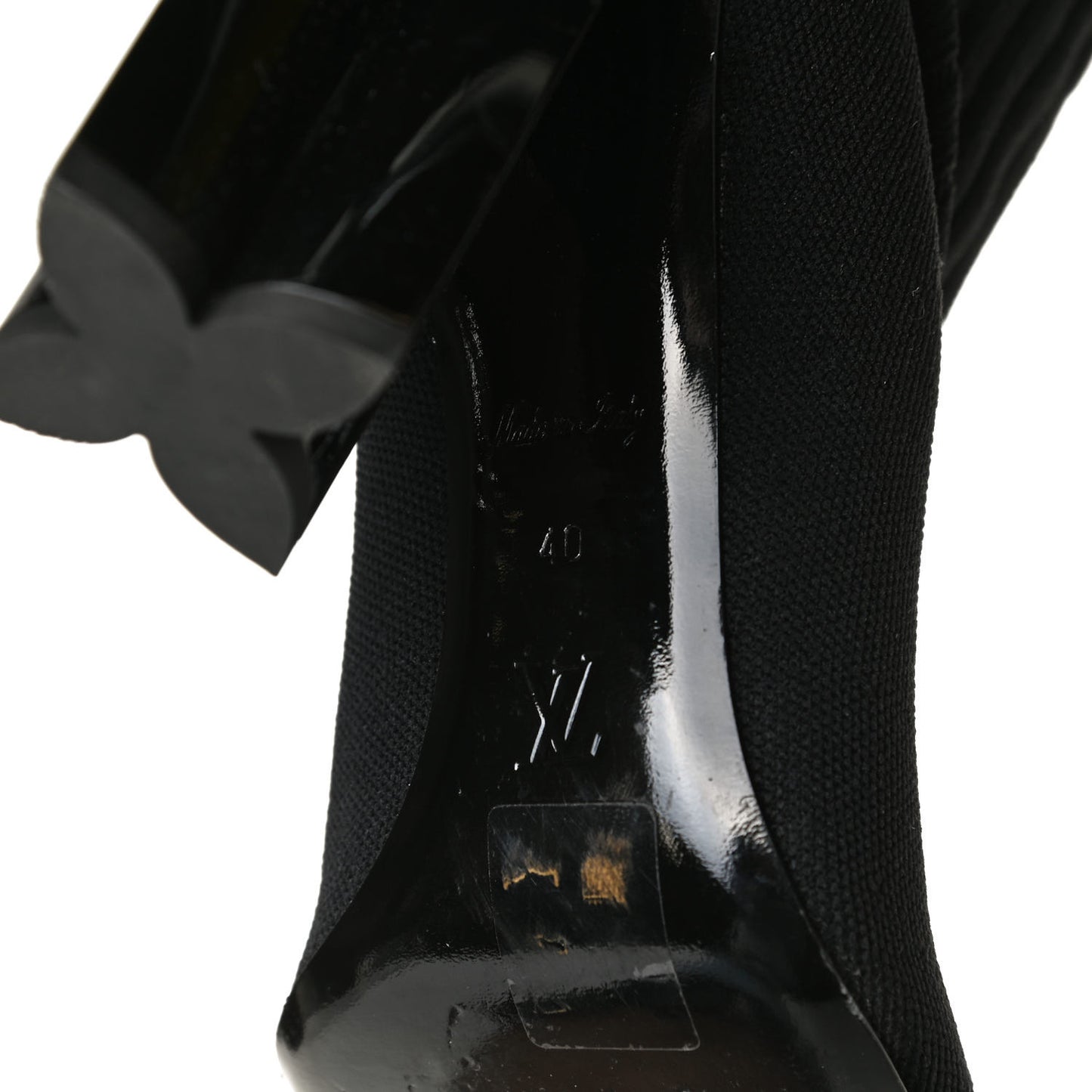 Stretch Fabric LV Black Heart Sock Ankle Boots 40 Black