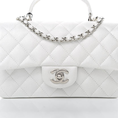 Chanel Iridescent Caviar Quilted Mini Top Handle Rectangular Flap White 8 of 11