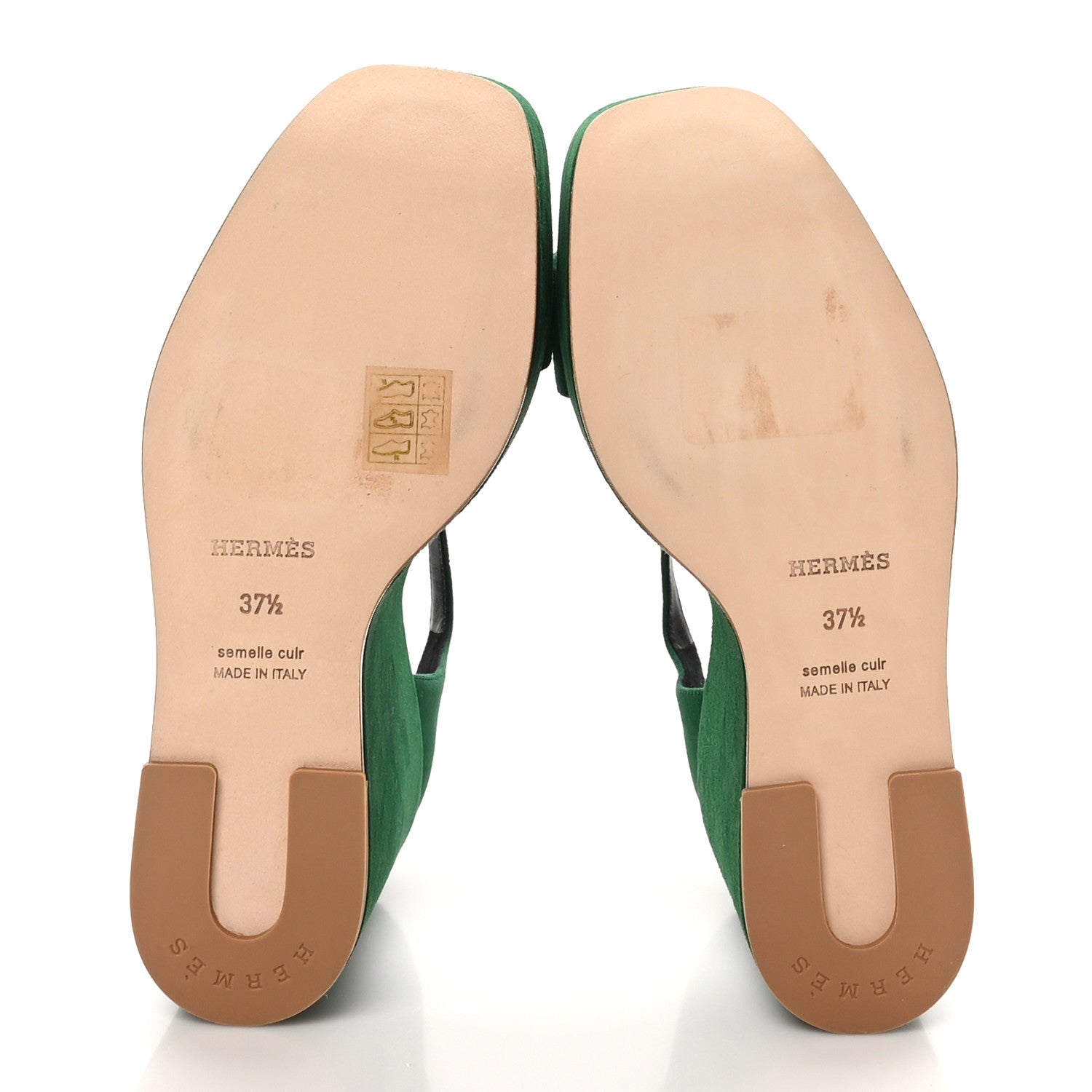Hermes Suede Goatskin Hilda 80 Sandals 37.5 Vert Electrique 6 of 9