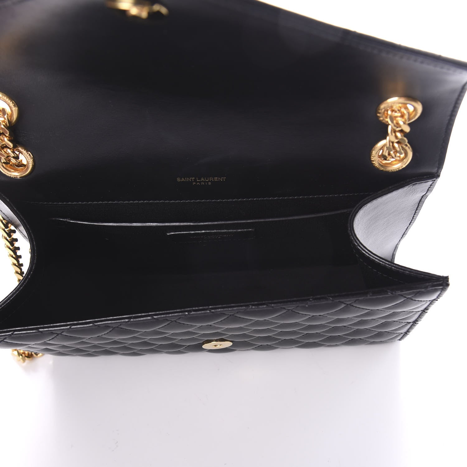 Saint Laurent Grain De Poudre Textured Mixed Matelasse Triquilt Medium Monogram Satchel Black 4 of 9