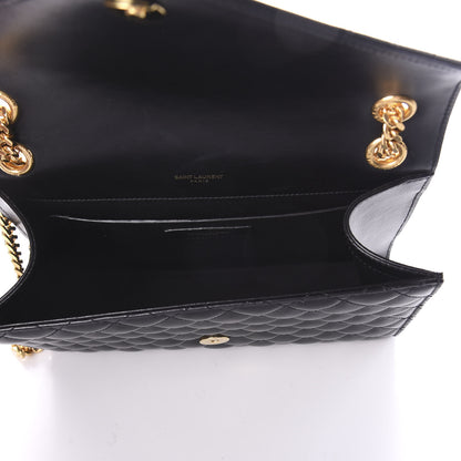 Saint Laurent Grain De Poudre Textured Mixed Matelasse Triquilt Medium Monogram Satchel Black 4 of 9