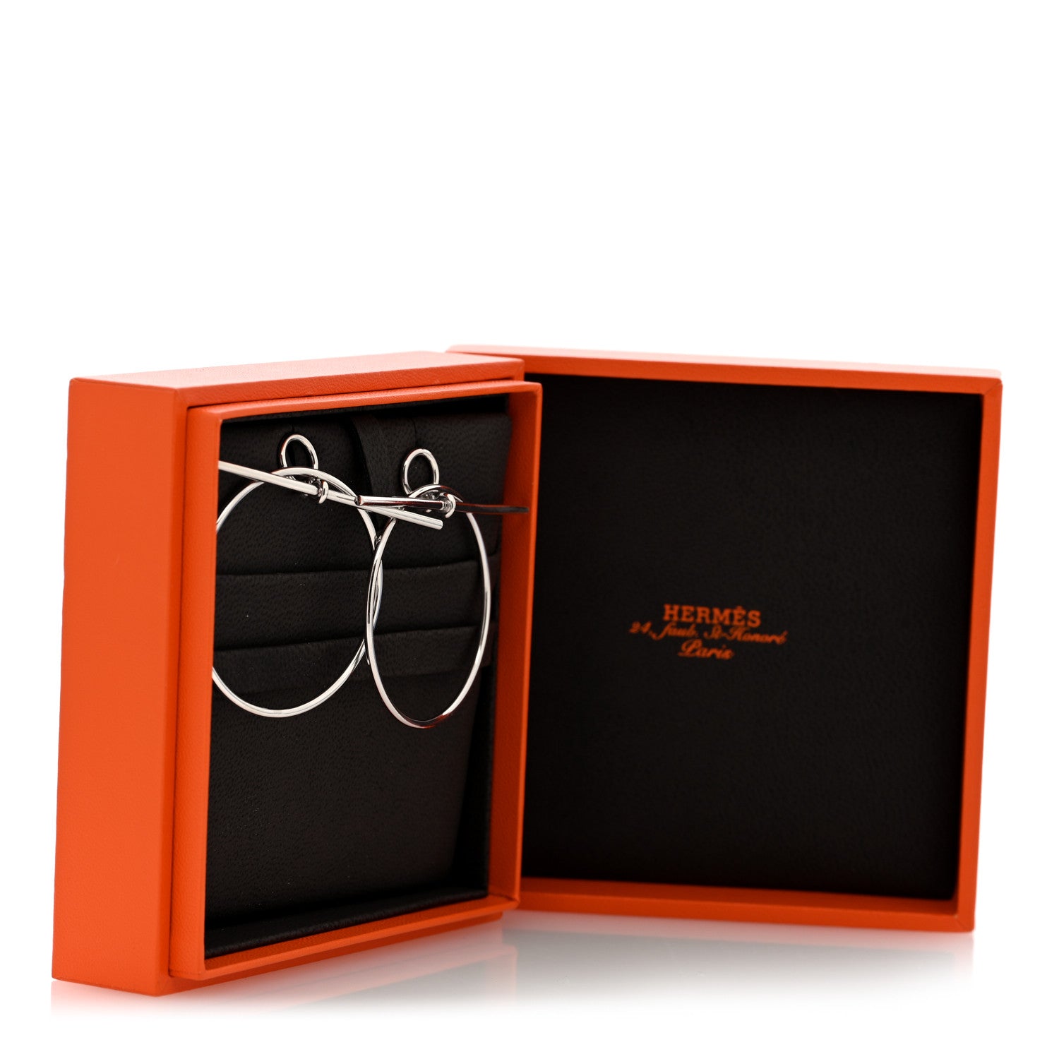 Hermes Sterling Silver MM Loop Earrings 6 of 6