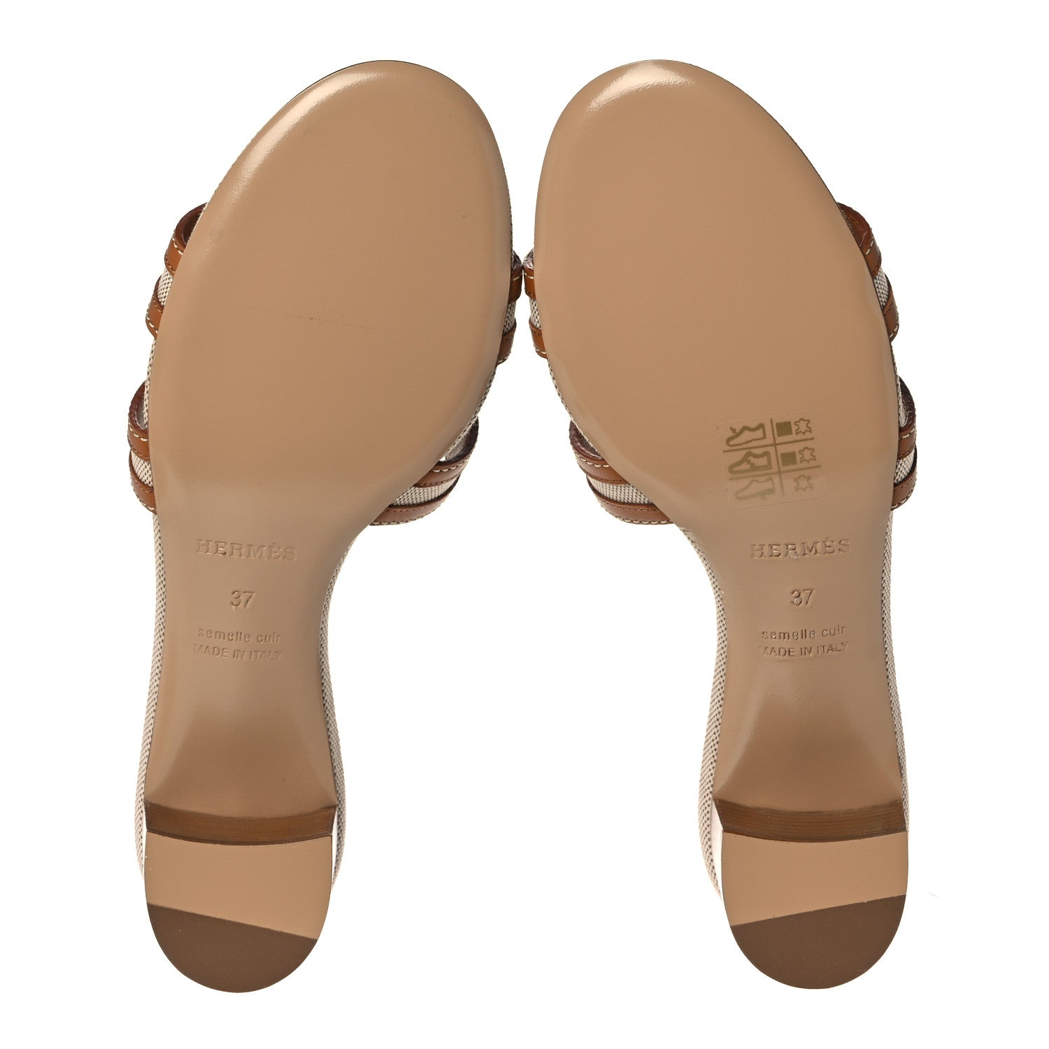 Hermes Calfskin Canvas Oasis Sandals 37 Noisette Beige Dore 5 of 9