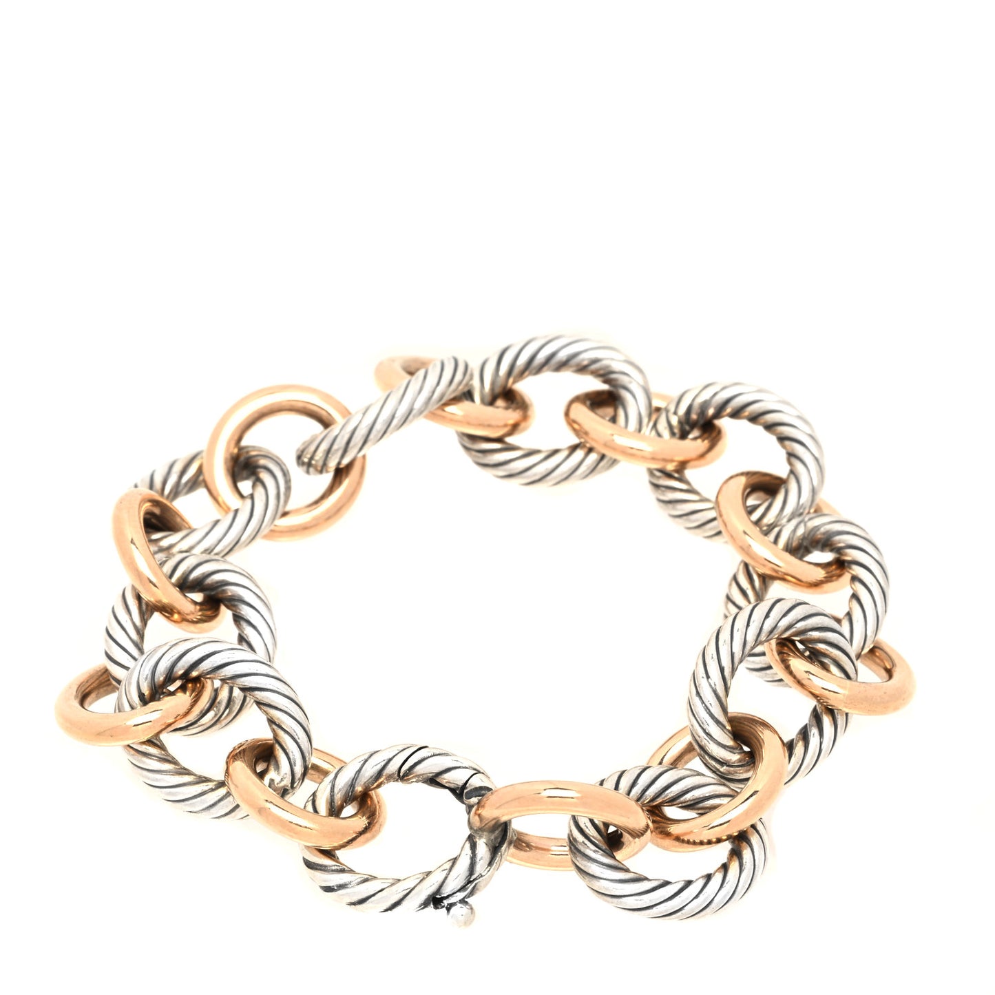 Sterling Silver 18K Rose Gold 12mm Large Oval Link Bracelet