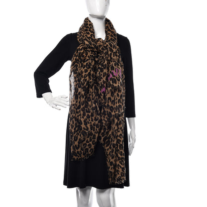 Louis Vuitton Cashmere Silk Leopard Etole Stole Marron 2 of 5