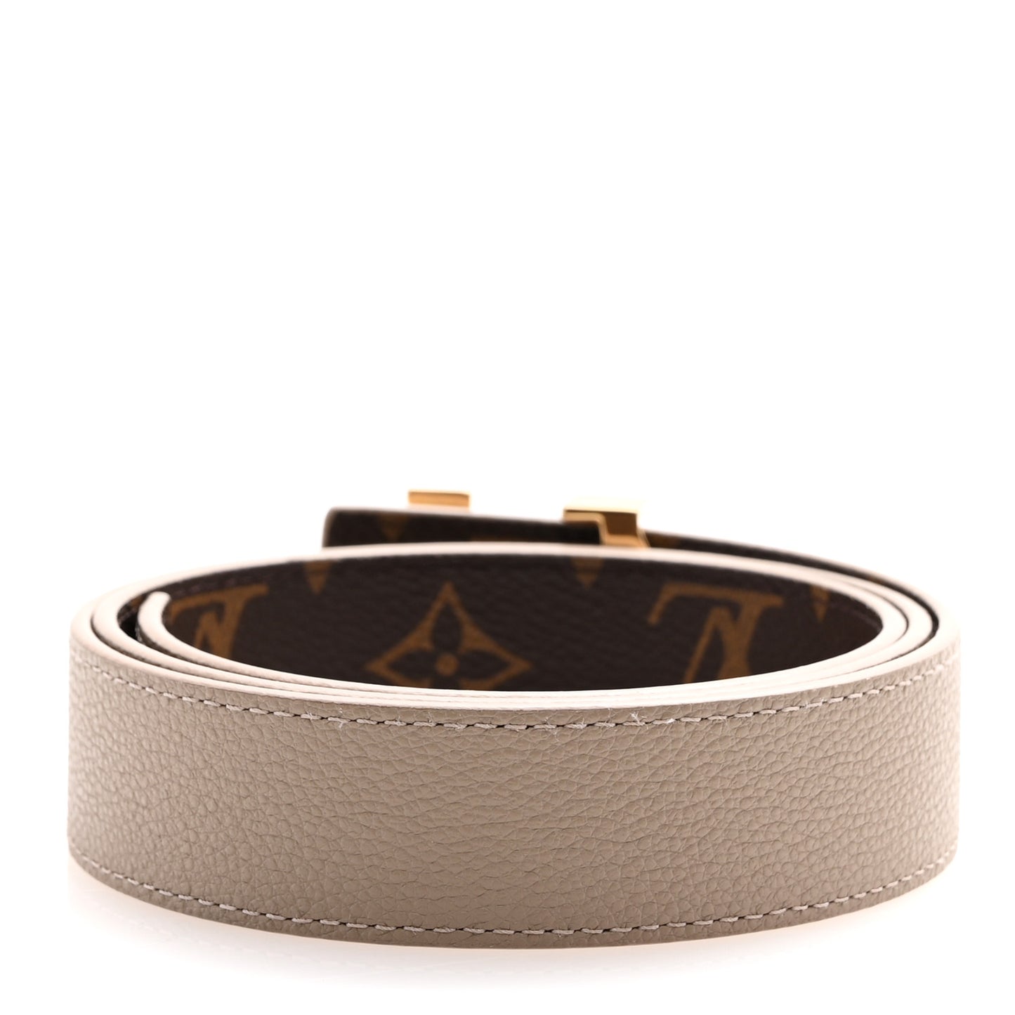 Calfskin Monogram 30mm LV Initiales Reversible Belt 80 32 Beige