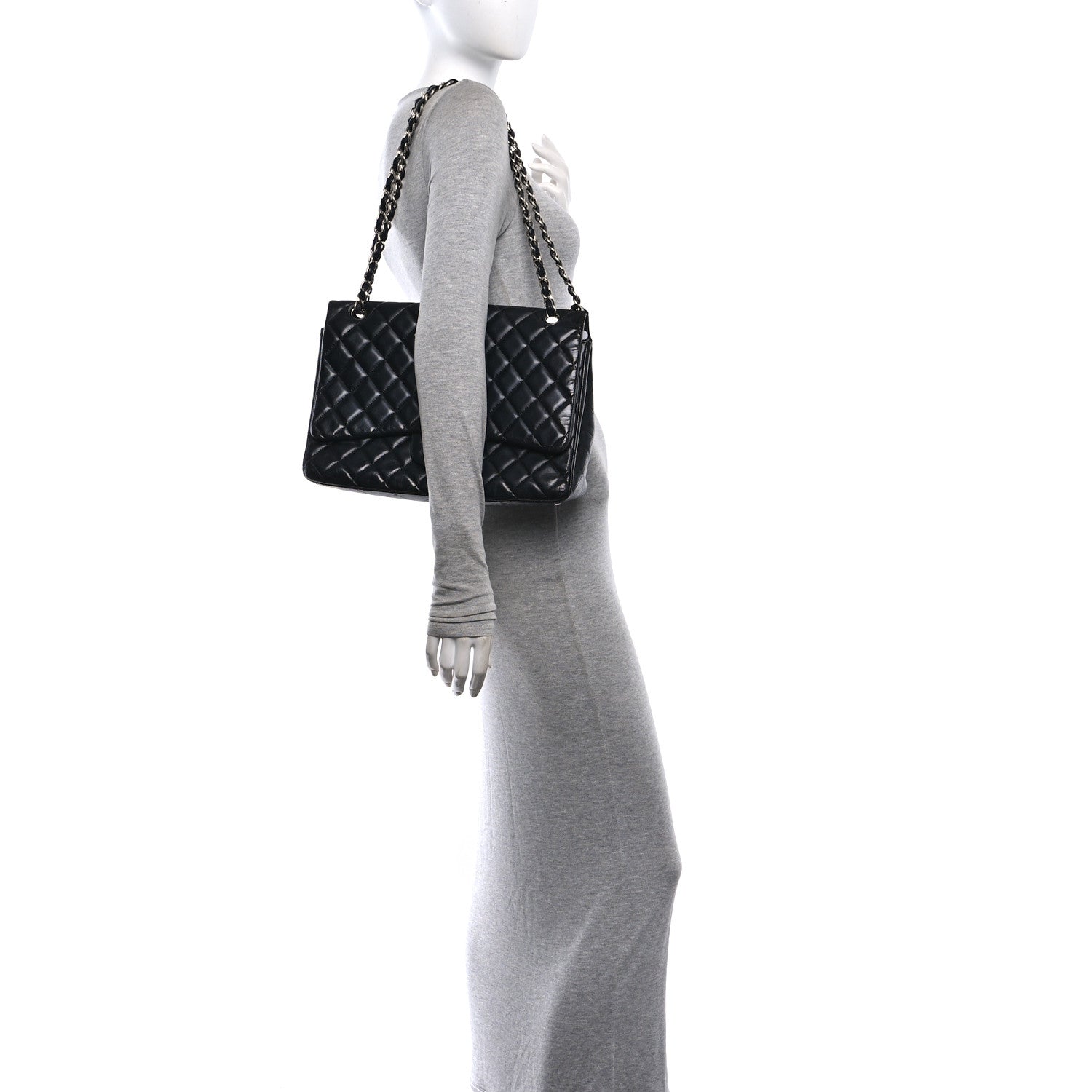 Chanel Lambskin Quilted Maxi Double Flap Black 2 of 11