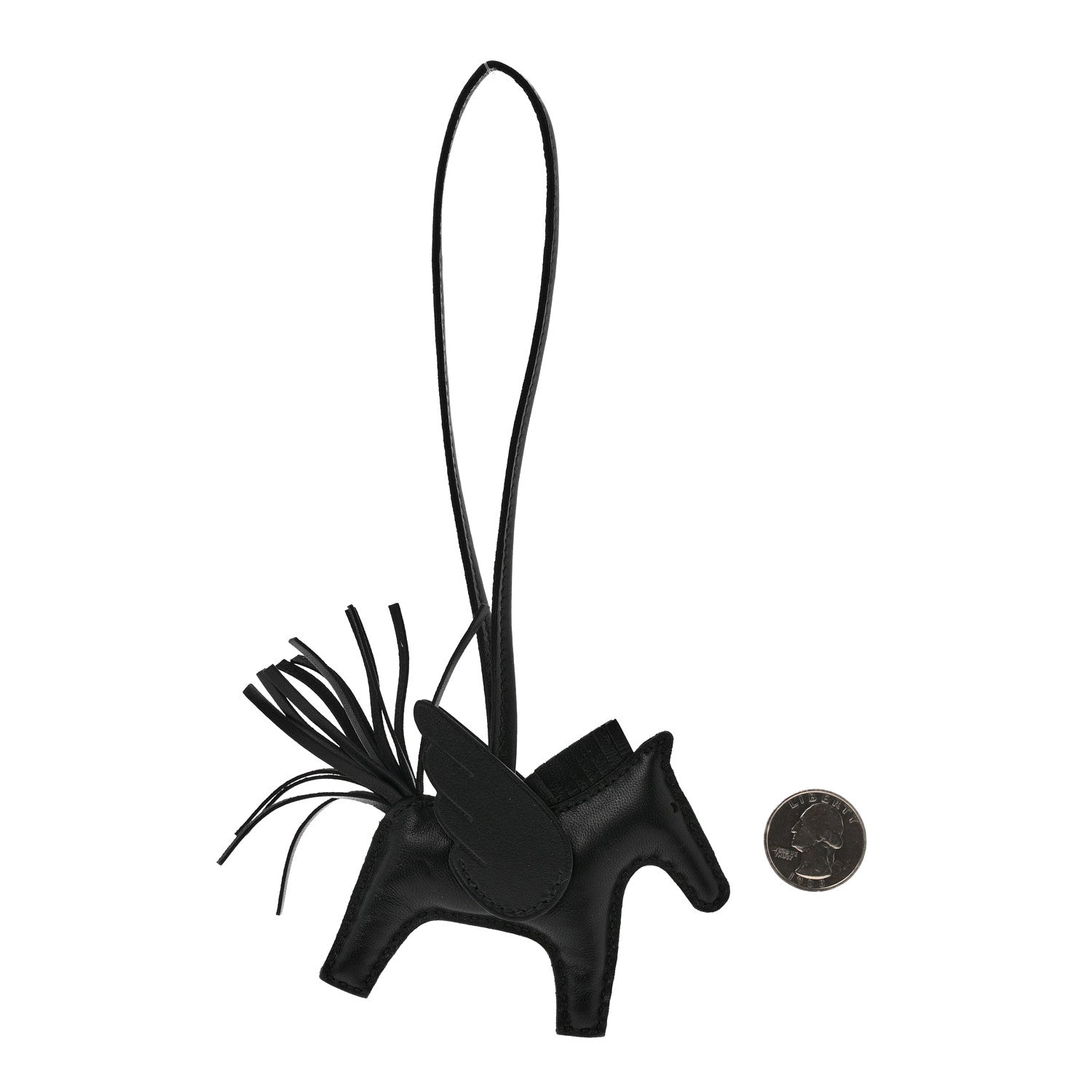Hermes Milo Lambskin Grigri Rodeo Horse Bag Charm MM So Black 2 of 4