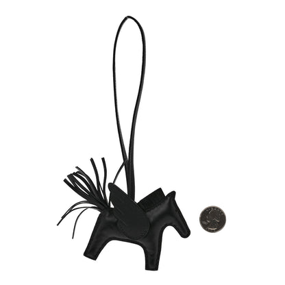 Hermes Milo Lambskin Grigri Rodeo Horse Bag Charm MM So Black 2 of 4