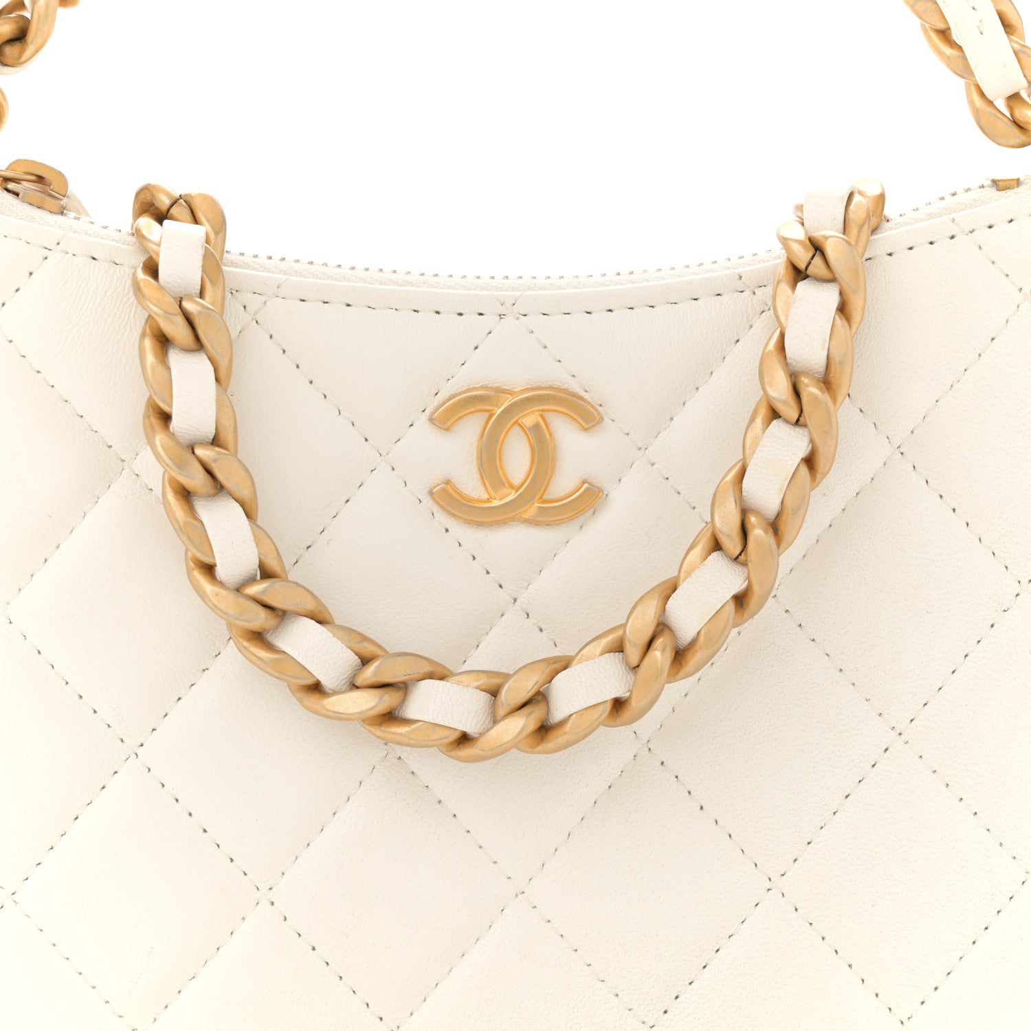 Chanel Shiny Crumpled Lambskin Quilted Trendy Chain Around Hobo White 8 of 13