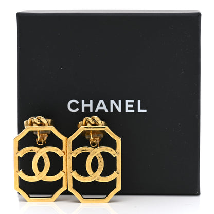 Chanel Metal CC Drop Earrings Black Gold 5 of 5